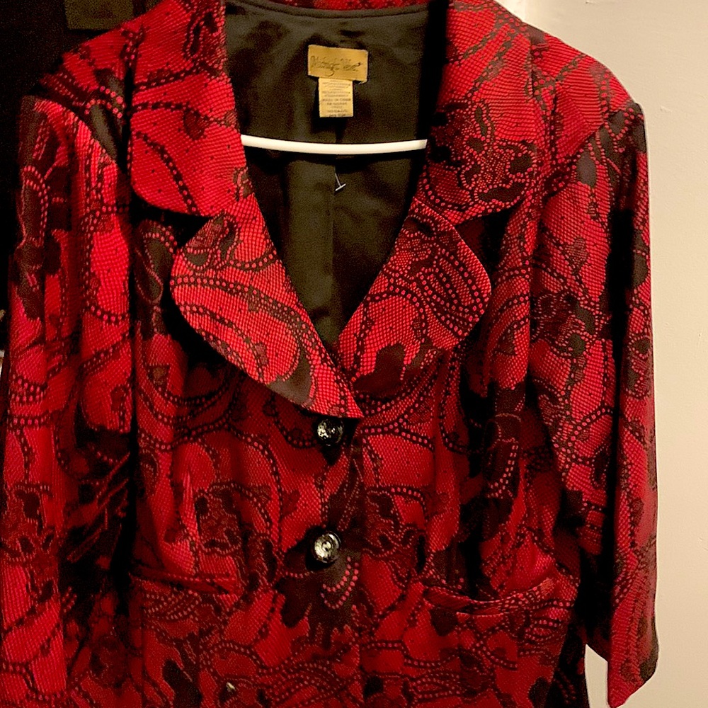 Red and Black Vintage skirt suit